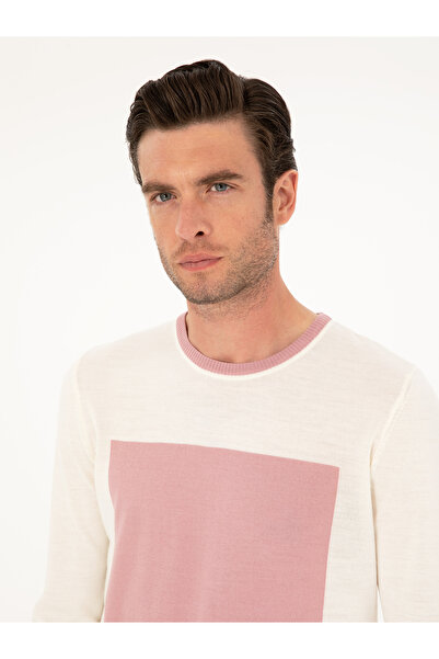 Cacharel Pudra Slim Fit Yün Karışımlı Bisiklet Yaka Triko Kazak 50271747-VR042