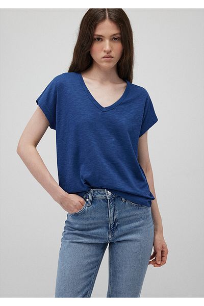 Mavi Damen - Blaues kurzärmliges Basic-Abendkleid1612380-30808