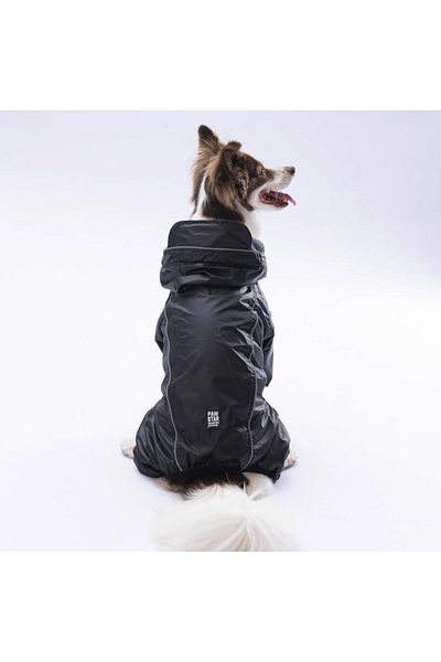 Pawstar Black Monsoon Dog Jumpsuit Raincoat Dog Raincoat Dog Outfit Dog Dress
