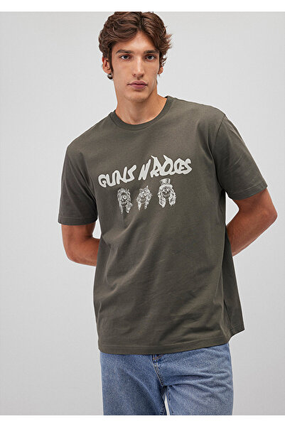Mavi Guns N Roses Baskılı Gri Tişört Loose Fit / Bol Rahat Kesim 0612298-70090