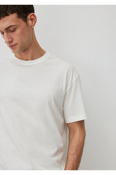 Mavi Beyaz Tencel Tm Lyocell Basic Tişört Loose Fit / Bol Rahat Kesim 0612266-70057