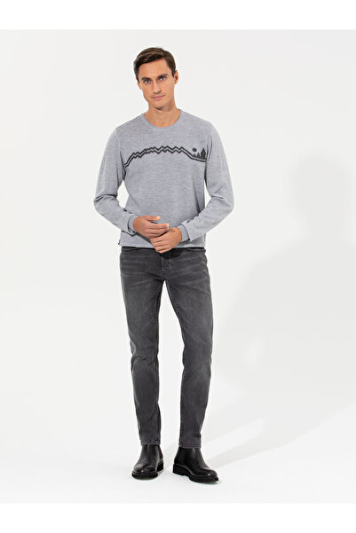 Cacharel Gri Slim Fit Bisiklet Yaka Triko Kazak 50259268-VR024
