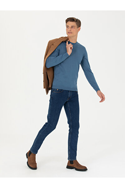 Cacharel Mavi Slim Fit Bisiklet Yaka Triko Kazak 50270174-VR036