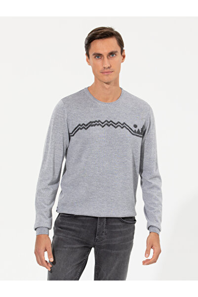Cacharel Gri Slim Fit Bisiklet Yaka Triko Kazak 50259268-VR024