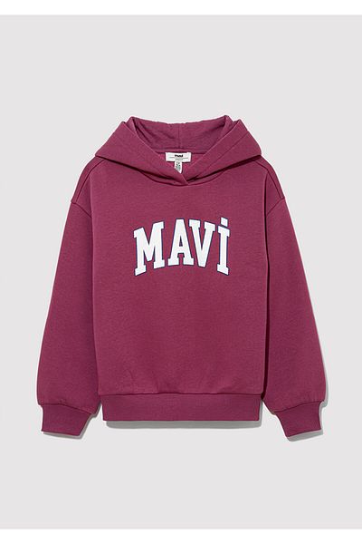 Mavi Purple Hooded Logo Printed Sweatshirt - 7610035 -70651