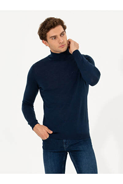 Cacharel Lacivert Slim Fit Balıkçı Yaka Basic Triko Kazak 50211329-VR033