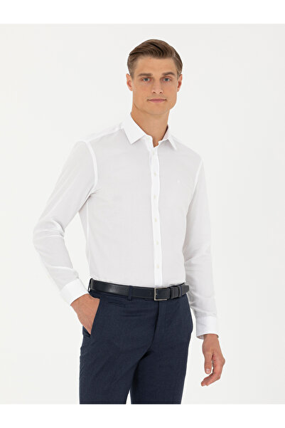 Cacharel White Slim Fit Long Sleeve Classic Shirt 50278522-Vr013