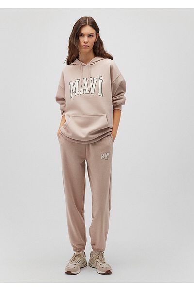 Mavi Beigefarbene Jogginghose mit Logo-Aufdruck - 1010757 -70043