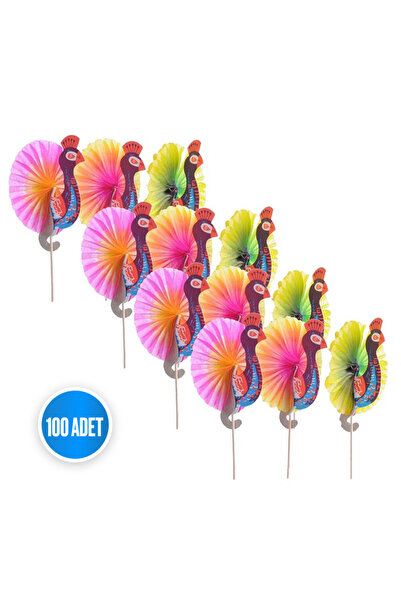 sinisgroupelektronik Renkli Yelpaze Kürdan Tavuskuşu 100 Adet/paket Sunum, Ko...