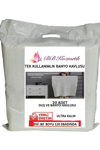 BB KOZMETİK Tek Kullanımlık Banyo Havlusu Kullan At Ev Otel Seyahat Tatil Spo...