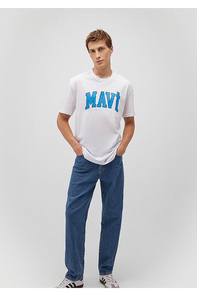 Mavi Λευκό μπλουζάκι με λογότυπο Loose Fit / Loose Relaxed Fit 0611711 -602