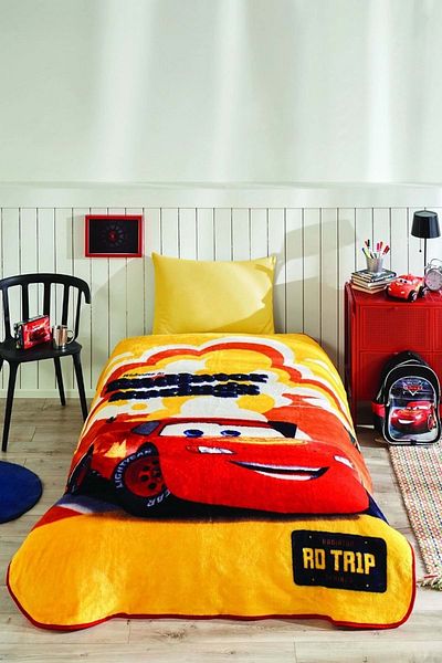 Özdilek Özdilek Licensed Single Child Blanket (155X215) - Lightning Mcq Cars Radiator Yellow