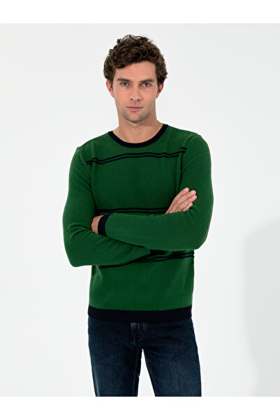 Cacharel Haki Slim Fit Bisiklet Yaka Triko Kazak 50258829-VR027