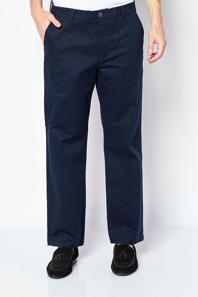 Selected Homme Men Loose Fit Solid Chino Pants, Navy Blue
