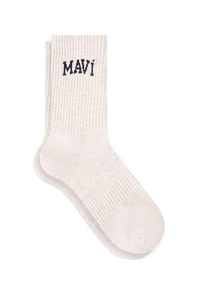 Mavi Ecrufarbene Socken mit Logo-Aufdruck 0911160 -80196