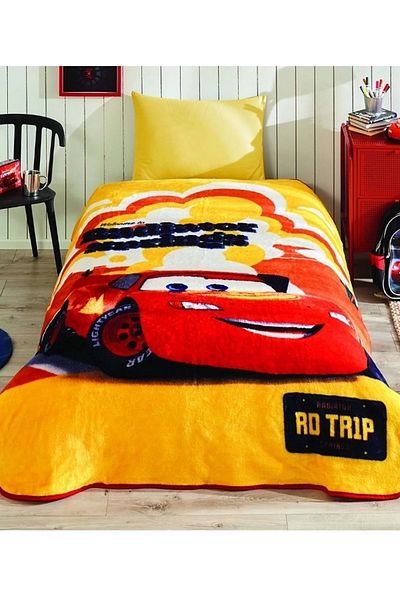 Özdilek Özdilek Licensed Single Child Blanket (155X215) - Lightning Mcq Cars Radiator Yellow