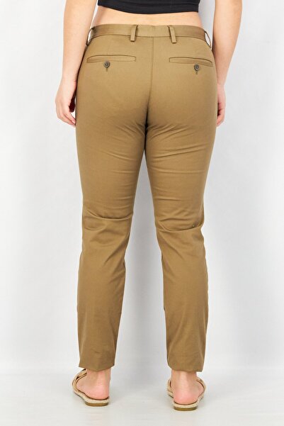 Esprit Women Regular Fit Plain Pants, Khaki