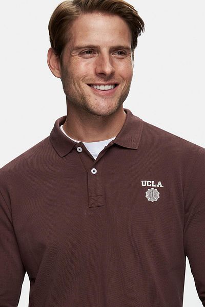 UCLA Maxwell Brown Polo Collar Printed Standard Fit Men's Sweatshirt