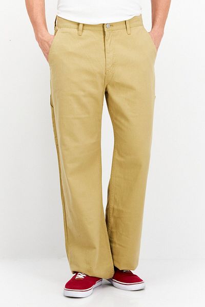 Esprit Men Regular Fit Plain Chino Pants, Khaki