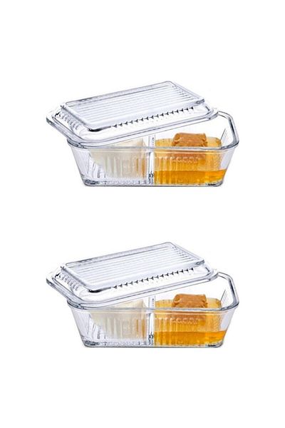 Paşabahçe Compartmented Storage Container for Jam, Honey, Breakfast, 2 Pieces