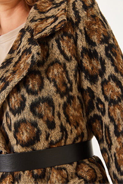 Bianco Lucci Dámská bunda s leopardím vzorem s podšívkou s páskem 60251831