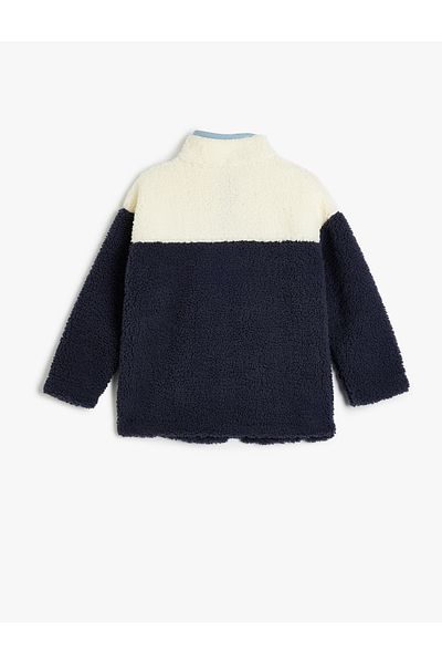 Koton Fleecová bunda Color Block - stojáček, kapsa na zip, dlouhý rukáv