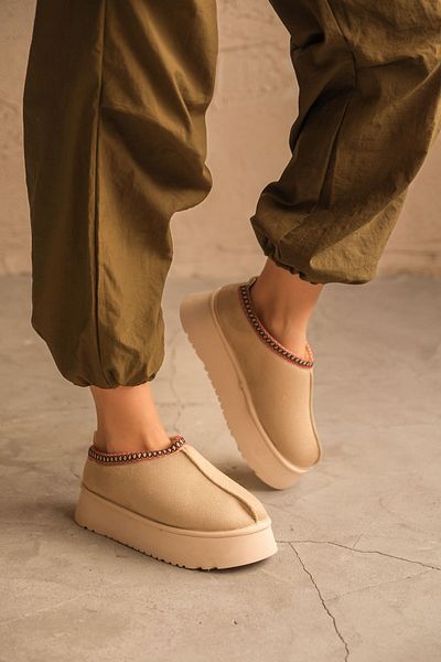 MODAADAM Cizme scurte Santos Shearling de damă - piele de căprioară maro