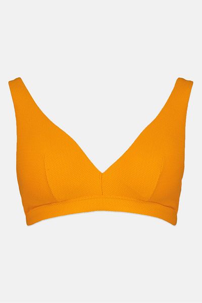 Tchibo Women Textured Lightly Padded Bikini Top, Orange