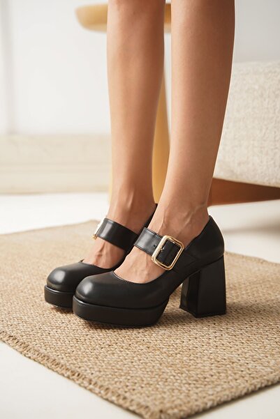 MODAADAM Tocuri înalte pentru femei Romeo Platform - Piele Neagră