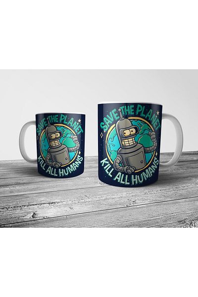 Pixxa Futurama Bender - كوب مقطوع بدون انزلاق للكواكب