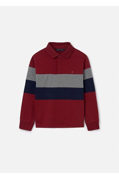 MAYORAL Tricou cu mânecă lungă cu gât polo pentru băiat roșu Claret 7101