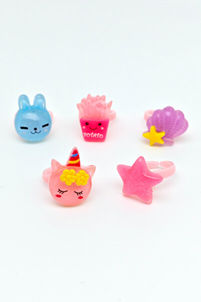 BearPear 5 Adet Unicorn Yüzük Kız Çocuk Karışık Yüzük