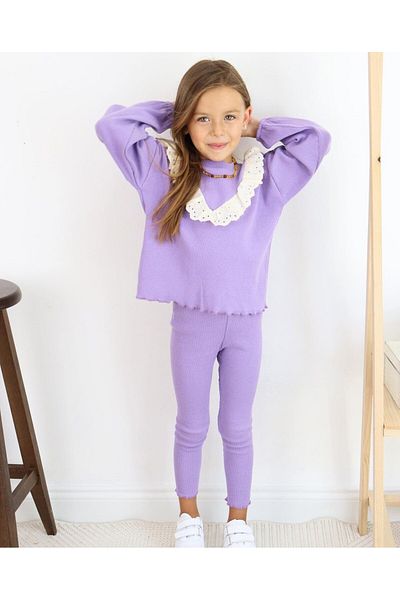 Elidabutik Sherry Ruffle Lilac Set