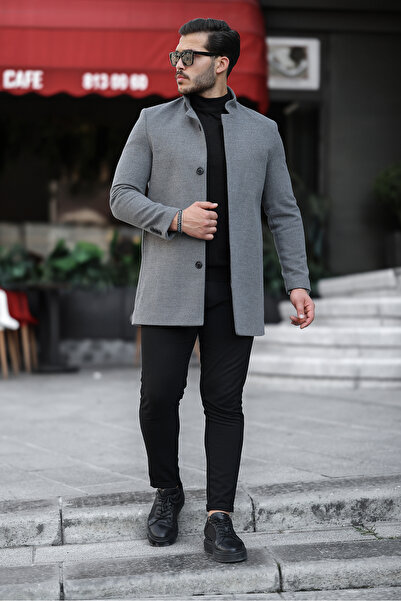 Mero Life Ανδρικό παλτό σε γκρι νέα σεζόν