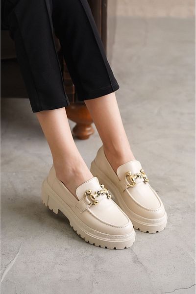 MODAADAM Pantofi casual de damă Rene cu cataramă - piele maronie