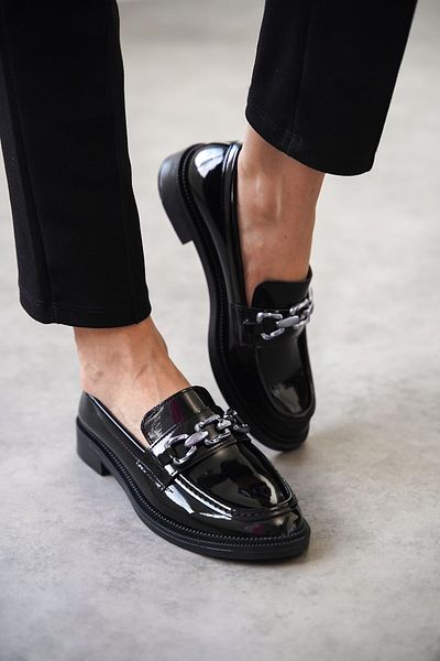 MODAADAM Pantofi Como Casual Loafer de damă - negru-brevet