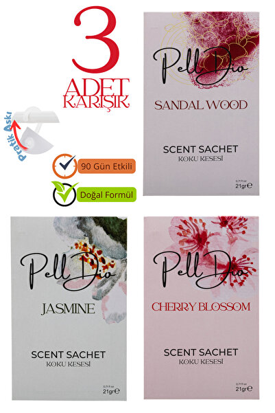 PellDio Home 3'lü Sandal Ağacı - Yasemin -kiraz Çiçeği Dolap Kokusu, Ayakkabı...