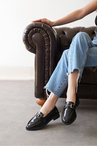 MODAADAM Pantofi Roma Casual Loafer de damă - negru-brevet