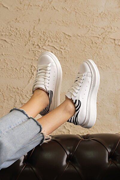 MODAADAM Γυναικεία αθλητικά παπούτσια Bloom Lace-Up - Λευκό-Z. Μοτίβο