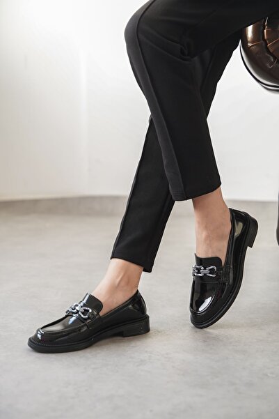 MODAADAM Pantofi Como Casual Loafer de damă - negru-brevet