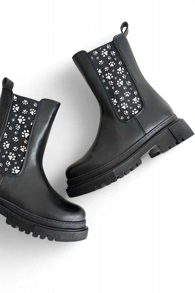Lideral Paw Patterned Comfortable Fit Αντιολισθητική σόλα Ζεστή επένδυση ελαστικές γυναικείες μπότες
