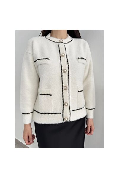 Elysira Cardigan de damă din cașmir cu nasturi perle