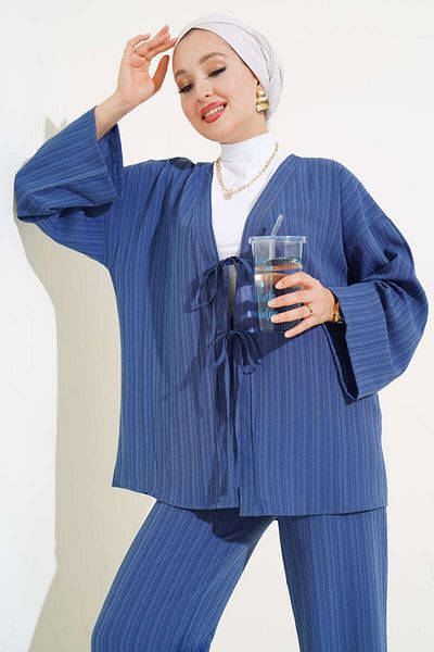 VOLT CLOTHİNG Damski komplet kimono wiązany z przodu podwójny