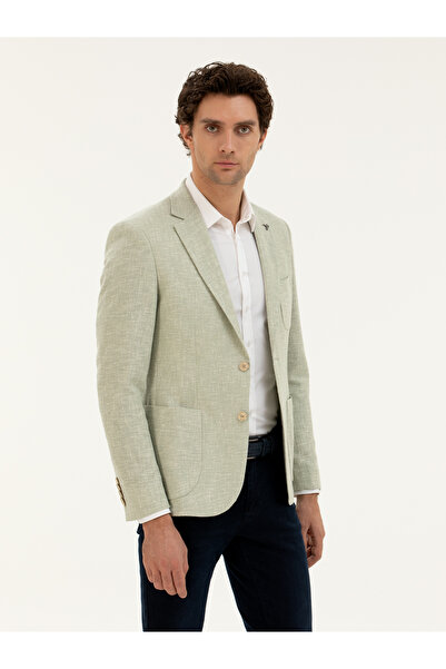 Cacharel Çağla Yeşili Slim Fit Yün İpek Karışımlı Ceket 50284564-VR016