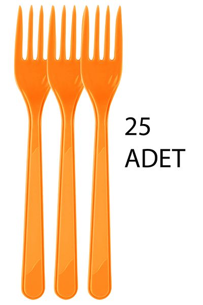 Parti dolabı 25 Pcs Orange Fork, Birthday Plastic Party Fork Halloween Orange Fork