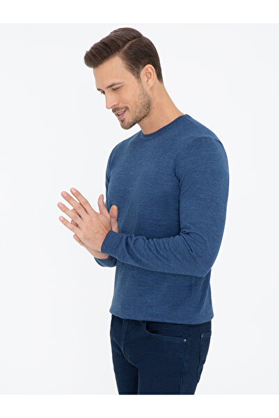 Cacharel İndigo Slim Fit Bisiklet Yaka Basic Triko Kazak 50237038-VR028