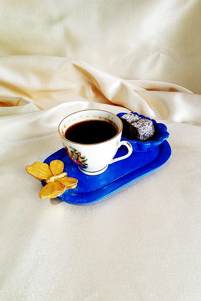 Uğur Böceği Ticaret Butterfly Coffee Presentation Bowl and Oyster Turkish Delight Bowl