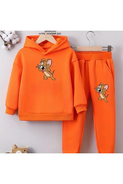 BENROMA Unisex Kids Tracksuit Set - Mouse Character Printed, Oversize Pattern