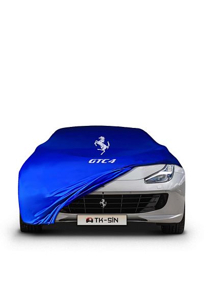 ULTRASHOP FERRARI GTC4 مشمع المرآب القطني الممشط باللون الأزرق المقاوم للغبار - مشمع السيارة المتوافق