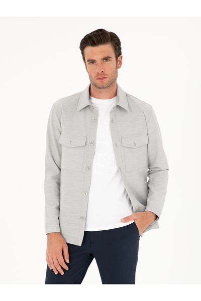 Cacharel Gri Slim Fit Ceket Gömlek 50288987-VR024